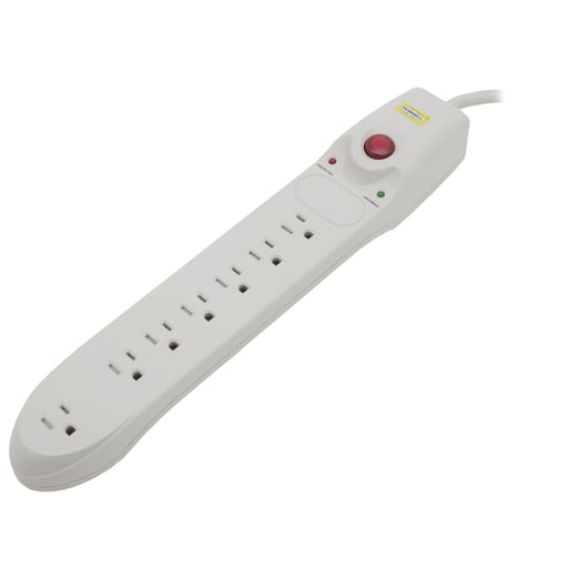 Hubbell Wiring Device - Hubbell HBL7PS1050A 6 Foot 19.5 kA 7 Outlet Office White Non-Metallic Strip