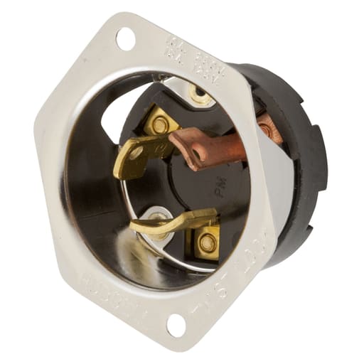 Hubbell Wiring Device - Hubbell HBL7556 Locking Flanged INLT, 3P3W, 10A 250V/15A125V