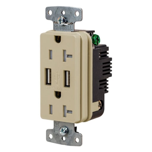 Hubbell Wiring Device - HWDK USB20AI RCPT DUP 20A125V 3.1A5