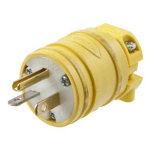 Hubbell Wiring Device - Hubbell HBL1433 20 Amp 125 Volt 2-Pole 3-Wire NEMA 5-20P Yellow Straight Blade Plug