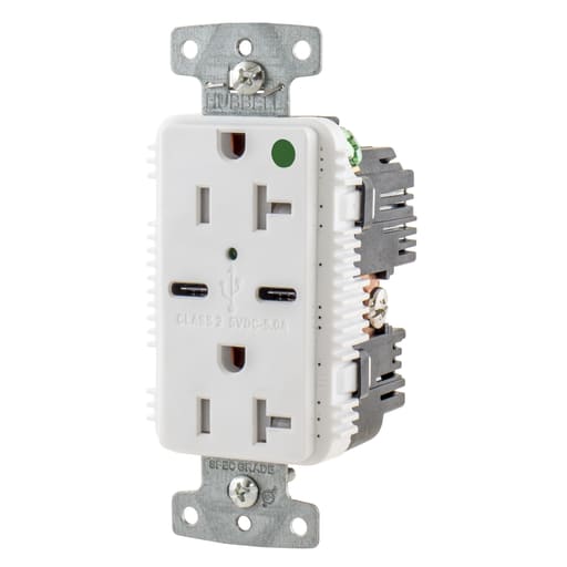 Hubbell Wiring Device - HWDK USB8300C5W RCPT HG DUP 20A 125