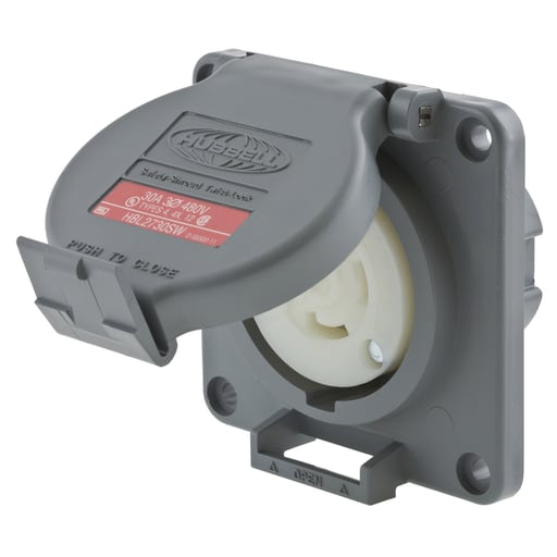 Hubbell Wiring Device - Hubbell HBL2730SW 30 Amp 480 Volt 3-Pole 4-Wire NEMA L16-30R Gray Watertight Locking Receptacle