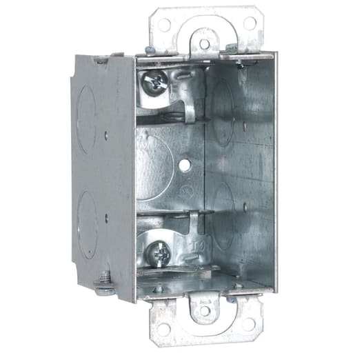 Raco Manufacturing - Raco 570RAC 3" x 2" Switch Box, Gangable, 2-3/4 in Deep, Three 1/2" KO's & AC/MC/Flex Clamps, Plaster Ears