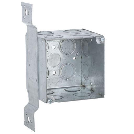 Raco Manufacturing - Raco 255 3-3/4" Square Box, Large capacity, Welded, 3-1/2" Deep, (14) 1/2" and 3/4" Concentric KO's & (1) 1/2" KO, FM Bracket