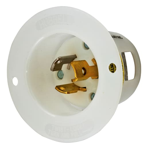 Hubbell Wiring Device - Hubbell HBL4716-C 15A 125V Twist-Lock INSULGRIP White Nylon Flanged Inlet