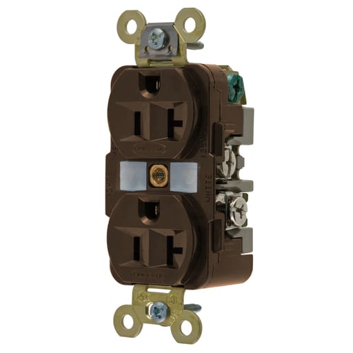 Hubbell Wiring Device - Hubbell HBL5362 Brown 20A 125V Duplex Receptacle. Extra Heavy Duty Industrial Series