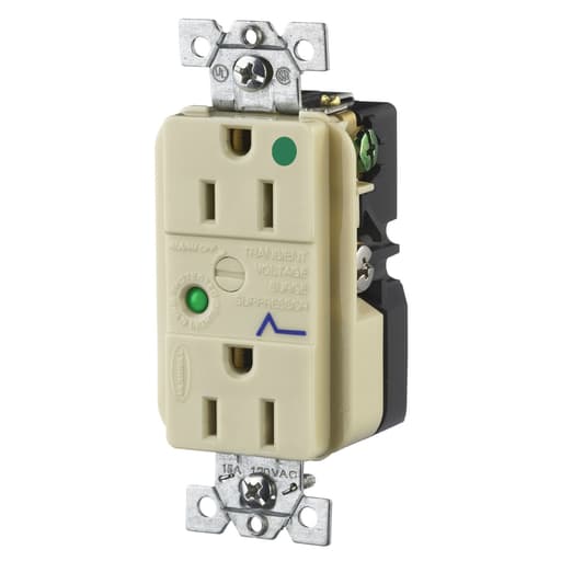 Hubbell Wiring Device - Hubbell HBL8262ISADUP SPD Receptacle, HG, 15A 125V, 5-15R, IV