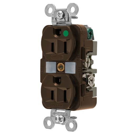 Hubbell Wiring Device - Hubbell HBL8200 15 Amp 125 Volt 2-Pole 3-Wire NEMA 5-15R Brown Straight Blade Duplex Receptacle