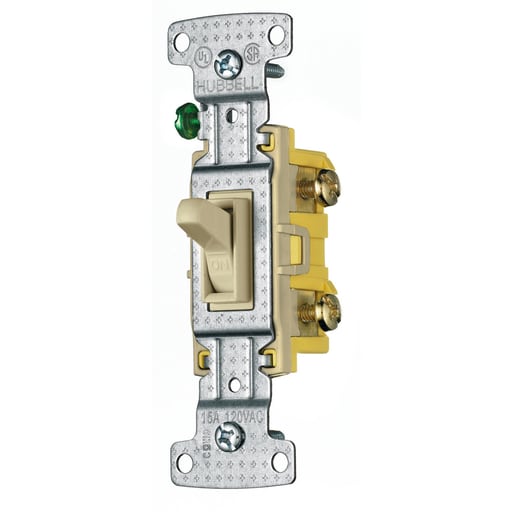 Hubbell Wiring Device - Hubbell RS115I 15 Amp 120 VAC 1-Pole Ivory Toggle Switch