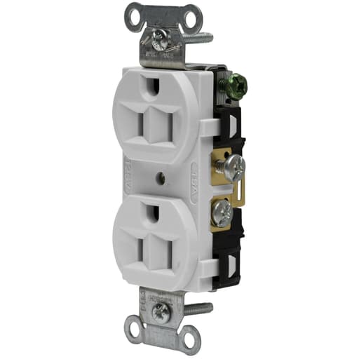 Hubbell Wiring Device - Hubbell CRF15OWDUP Receptacle, COM FG, 15A 125V, 5-15R, OW