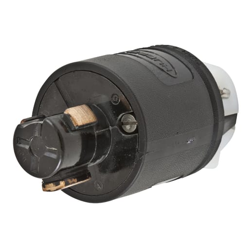 Hubbell Wiring Device - Hubbell HBL23005GB 20 Amp 125 Volt 2-Pole 3-Wire Black and White Locking Plug