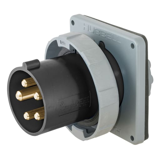 Hubbell Wiring Device - Hubbell HBL560B5W PS, IEC, INLET, 4P5W, 60A 347/600V, w/T