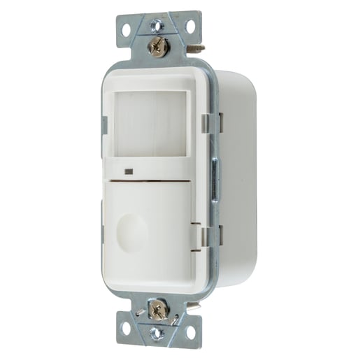 Hubbell Wiring Device - Hubbell WS2000W 120/277 Volt White Manual Adjust and Manual/Auto-On Operation Passive Infrared Wall Switch