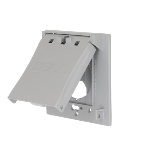 Taymac / Hubbell - Bell MX2150S 2-Gang Flip Weatherproof Cover, Vertical/Horizontal, 1-Device, 3-in-1, 2.25 in. diameter, Gray