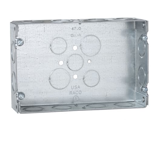 Raco Manufacturing - Raco 951 2-Gang Box, Welded, 1-5/8" Deep, Twelve 1/2" & 3/4" Concentric KO's, Three 1/2" KO's, and Two 3/4" KO's