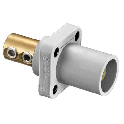Hubbell Wiring Device - Hubbell HBLMRW 400 Amp 1-Pole White Double Set Screw Male Cam Type Receptacle