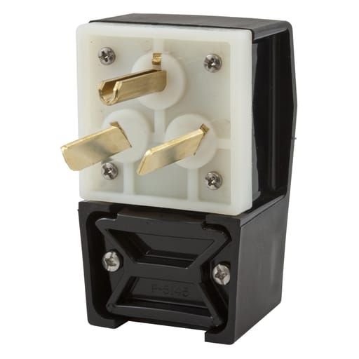Hubbell Wiring Device - Hubbell HBL9379 50 Amp 277 VAC 2-Pole 3-Wire NEMA 7-50P Black Nylon Straight Blade Plug