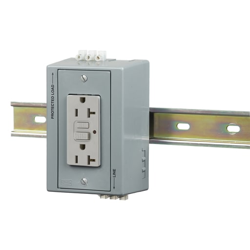 Hubbell Wiring Device - Hubbell DRUBGFI20 Gray 20A 125V DIN Rail Utility Box w/ GFCI Duplex Receptacle