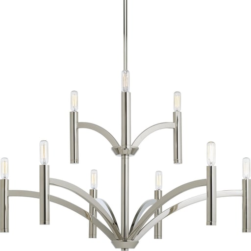 Progress Lighting - Progress P4719-104 Draper Collection Nine-Light Polished Nickel Luxe Chandelier Light