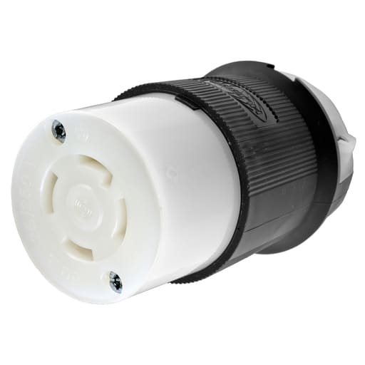 Hubbell Wiring Device - Hubbell HBL2713 30A 125/250V AC Twist-Lock INSULGRIP Black & White Nylon Connector Body