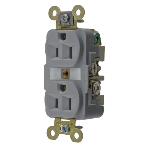 Hubbell Wiring Device - Hubbell HBL5262-GY Gray 15A 125V Duplex Receptacle. Extra Heavy Duty Industrial Series