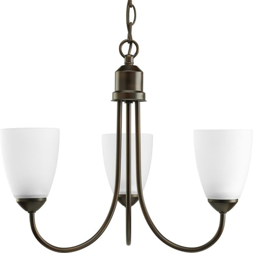 Progress Lighting - Progress P4440-20 Gather Collection Three-Light Antique Bronze Etched Glass Traditional Chandelier Light