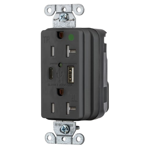 Hubbell Wiring Device - HWDK SNAP8300UACBK USB CHG SNAP HG