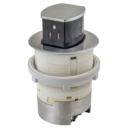 Hubbell Wiring Device - Hubbell RCT200ALU15A KIT KTCN CNTR Receptacle SURF ALUM