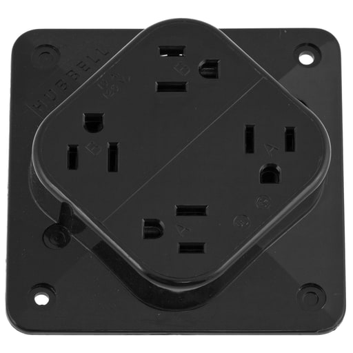 Hubbell Wiring Device - Hubbell HBL415BK4-PLEX Receptacle, 15A 125V, 5-15R, BK