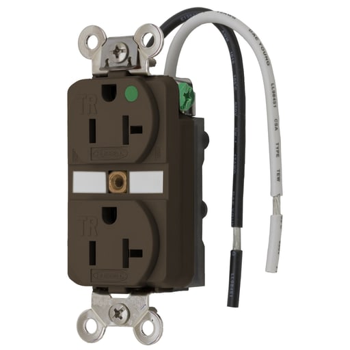 Hubbell Wiring Device - Hubbell HBL8300SGA 20 Amp 125 Volt 2-Pole 3-Wire NEMA 5-20R Brown Straight Blade Duplex Receptacle