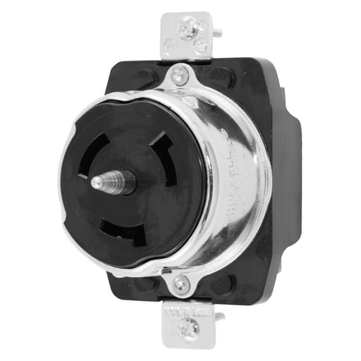 Hubbell Wiring Device - Hubbell CS6369 50A 125/250V AC Twist-Lock Black Single Flush Receptacle