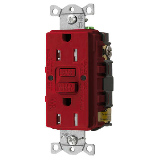 Hubbell Wiring Device - Hubbell GFTWRST15R15A COMM SELF TEST TRWR GFR RED