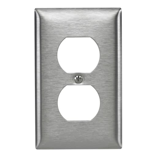 Hubbell Wiring Device - Hubbell SS8L 1-Gang Stainless Steel 1-Duplex Receptacle Strap Mount Wallplate