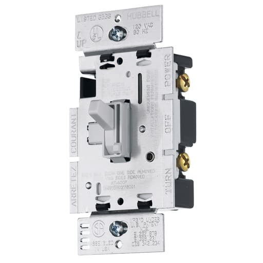 Hubbell Wiring Device - Hubbell Wiring Devices RAY600PW 600 W 5 Amp 120 VAC 1-Pole White Incandescent Preset Toggle Dimmer Switch