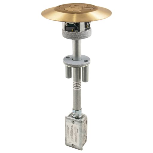 Hubbell Wiring Device - Hubbell PT2X2BRS 2 x 2 Flush Brass 1-Piece Concrete Floor Fire Rated Poke-Through Device