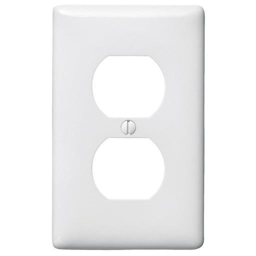 Hubbell Wiring Device - Hubbell NPJ8W 1-Gang White Nylon Medium 2-Duplex Receptacle Wallplate