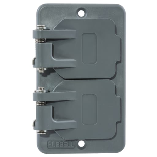 Hubbell Wiring Device - Hubbell HBL3056COVERPLATE, POB, DUPLEX, w/FLIP LIDS