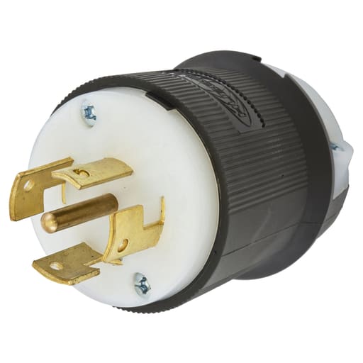 Hubbell Wiring Device - Hubbell HBL3521C 10/20 Amp 600/250 Volt 4-Pole 5-Wire Black and White Locking Plug