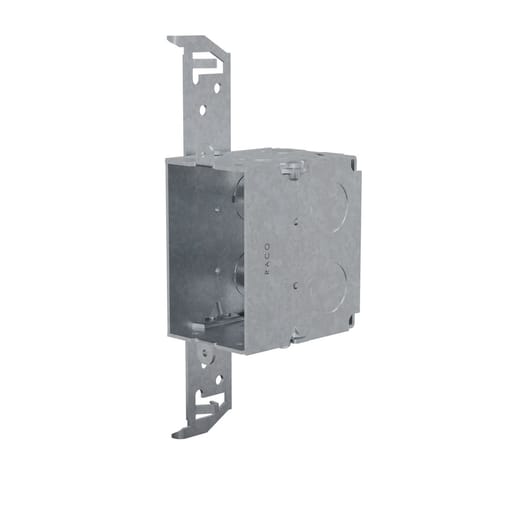 Raco Manufacturing - Raco 574 3" x 2" Switch Box, Gangable, 2-3/4" Deep, Three 1/2" KO's & AC/MC/Flex Clamps, TS Bracket