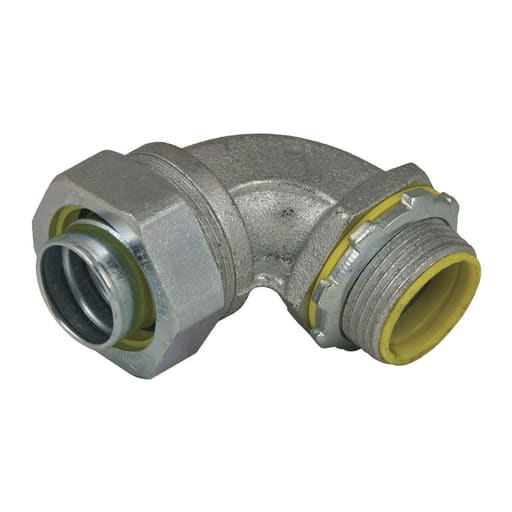 Raco Manufacturing - Raco 3544 1" 90 Degree Liquidtight Connector, Insulated, Malleable Iron