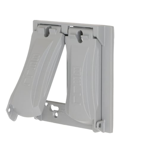 Taymac / Hubbell - Bell MX2050S 2-Gang Flip Weatherproof Cover, Vertical/Horizontal, 2-Device, 25-in-1, Gray