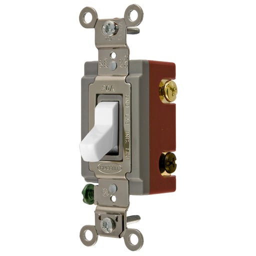 Hubbell Wiring Device - Hubbell HBL1223-W 20A 120/277V 3Way White Toggle Switch. Extra Heavy Duty Industrial Series