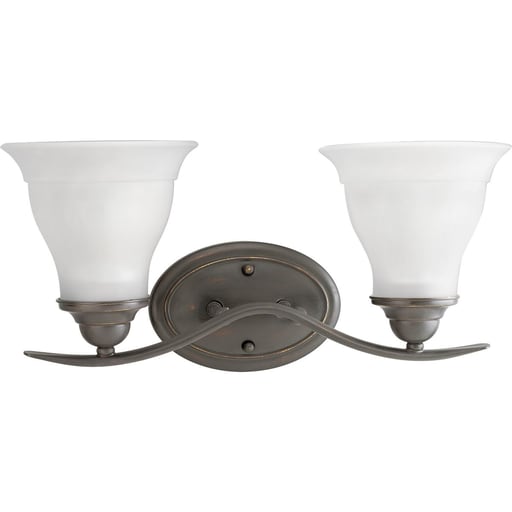 Progress Lighting - Progress P3191-20 Trinity Collection Two-Light Antique Bronze Etched Glass Traditional Bath Vanity Light