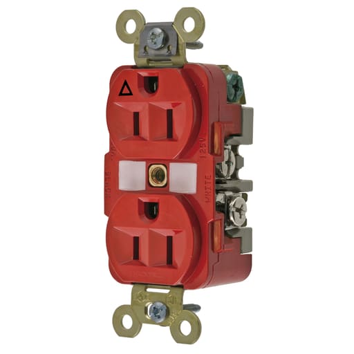 Hubbell Wiring Device - Hubbell IG5262RDUP Receptacle, IG, 15A 125V, 5-15R, RD