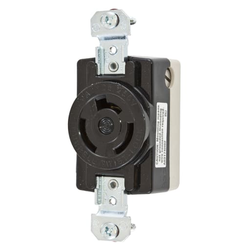 Hubbell Wiring Device - Hubbell HBL7310-B 20A 125/250V Non-NEMA Twist-Lock Black Single Flush Receptacle