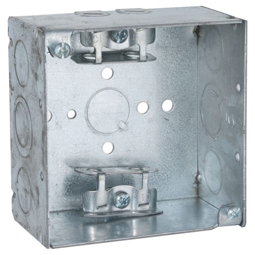 Raco Manufacturing - Raco 248 4" Square Box, Welded, 2-1/8" Deep with AC/MC/Flex Clamps, Five 1/2" KO's and Two TKO's