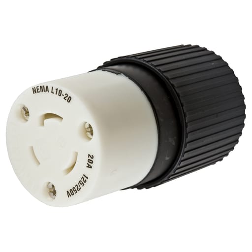 Hubbell Wiring Device - Hubbell HBL2363 Locking Connector, 20A 125/250V, L10-20R, B/W
