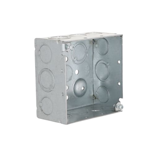 Raco Manufacturing - Raco 232 4" Steel Square Box, 2-1/8" Deep, 1/2" & 3/4" Knockouts, Welded