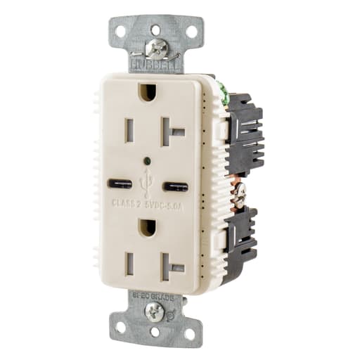 Hubbell Wiring Device - HWDK USB20C5LA RCPT DUP 20A 125V 5A
