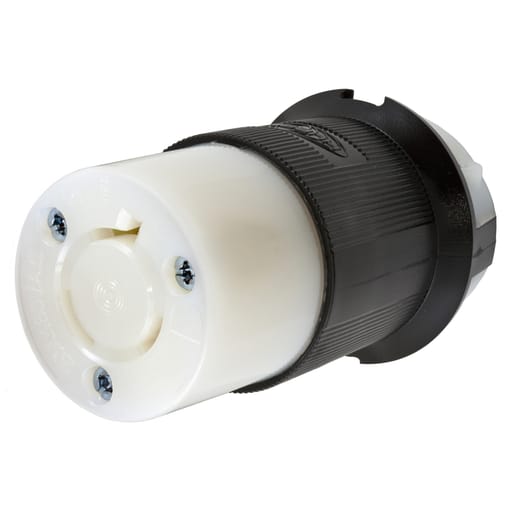 Hubbell Wiring Device - Hubbell HBL2343 20 Amp 480 Volt 2-Pole 3-Wire NEMA L8-20R Black and White Locking Connector Body